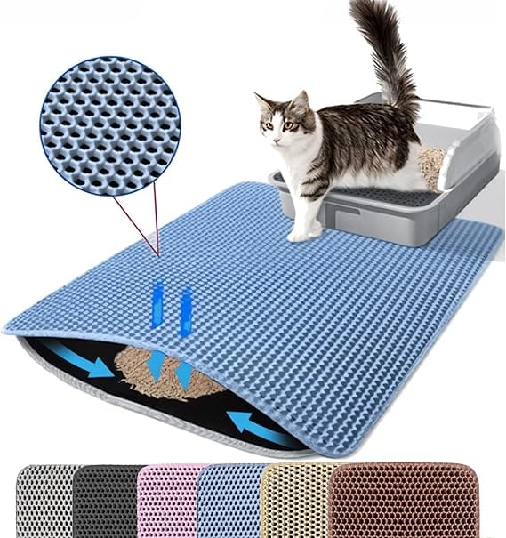 Cat Litter Mat Trapping For Litter Box 45 × 60 cm Blue